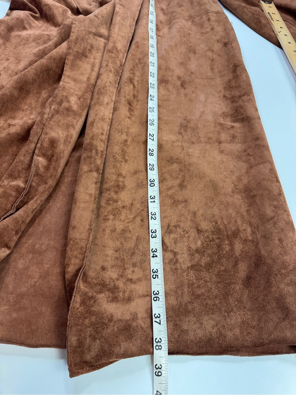 Blank NYC Faux Suede Duster Coat Size S Brown Western Boho BELT MISSING - Picture 15 of 15